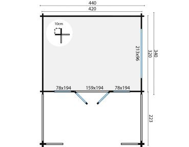 Gartenhaus Bolton 440x563 cm